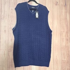 Cypress Links Golfers Navy Blue  V-Neck Cable Knit  Vest Pullover 3XT NWT